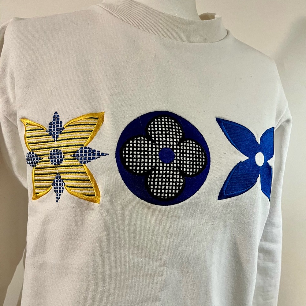 Louis Vuitton White Sweatshirt with Logo & LV Patches